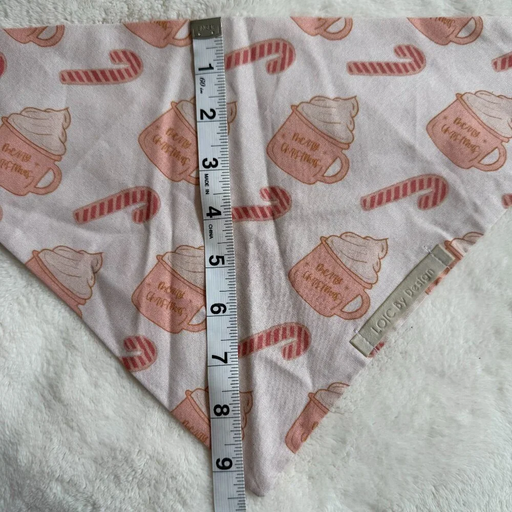 NWT Loic by Design Christmas Dog Bandana with Candy Canes, Pink + Red, Size M